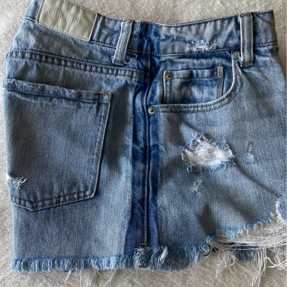 Pistola Two Tone Distressed Denim Shorts - Picture 4 of 15